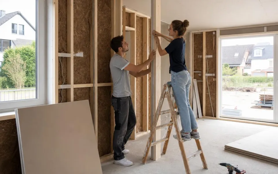 Ausbauhaus in Österreich von innen: Bauherren beim Innenausbau in Eigenleistung – so senken Sie die Baukosten 2026